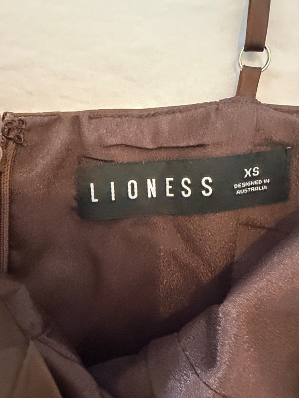Lioness womens Brown Satin Mini Dress, size XS, only worn once! Great condition - Picture 8 of 10